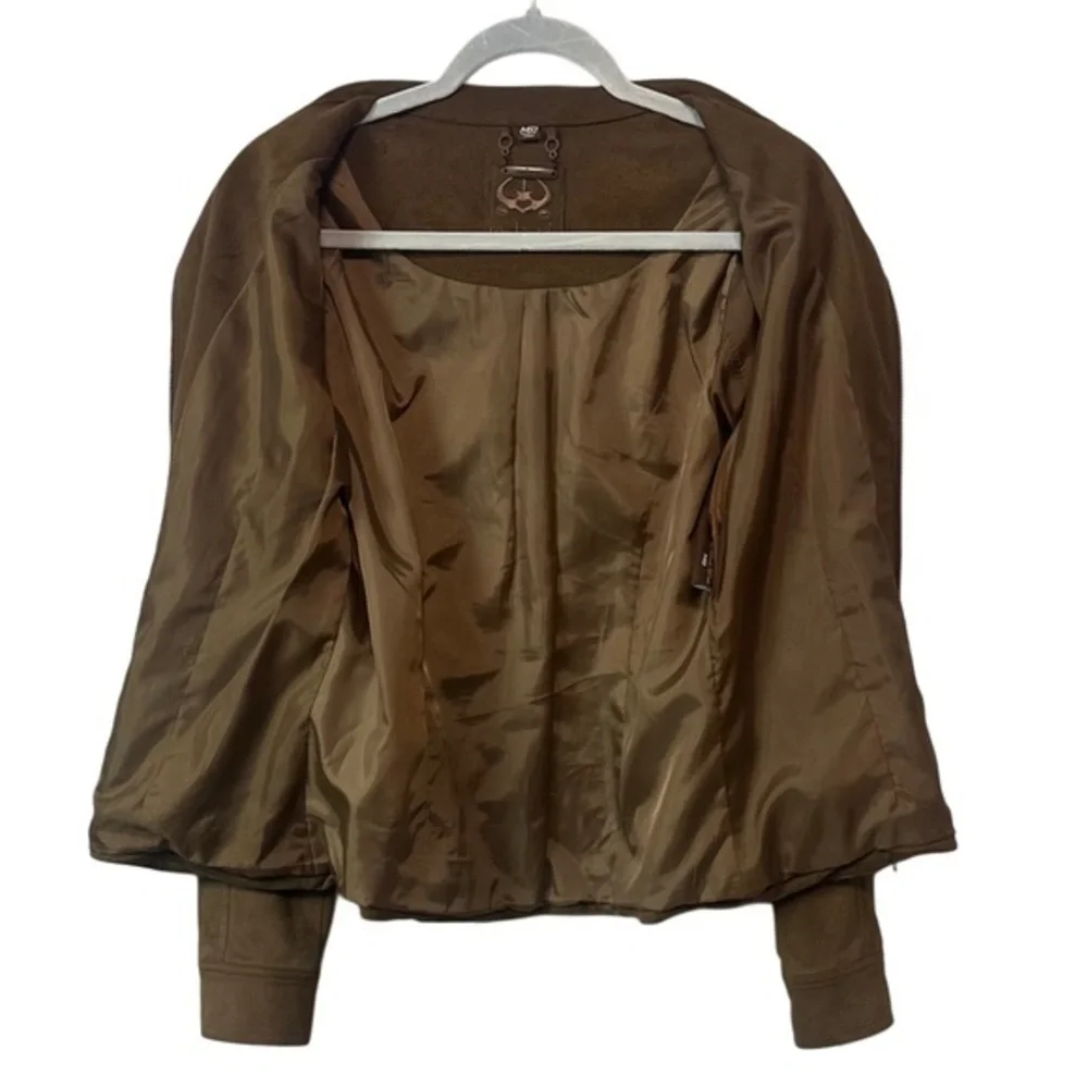 Odyn‎ Brown Faux Suede Full Zip Motto Jacket Women's Sz M